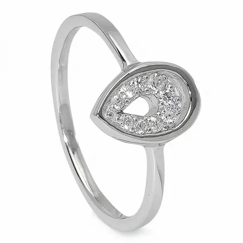Ringen: druppel zirkoon ring in zilver