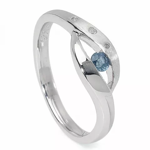 blauwe ring in zilver