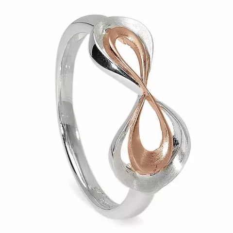 Abstract infinity ring in zilver met zilver met een roze coating