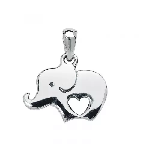 Hart olifant hanger in zilver