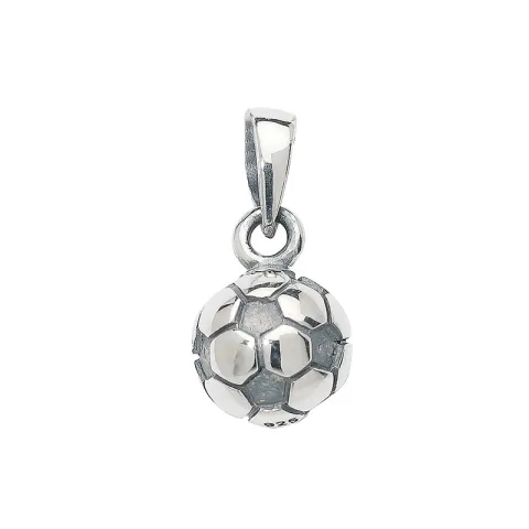 Rond voetbal hanger in geoxideerd sterlingzilver