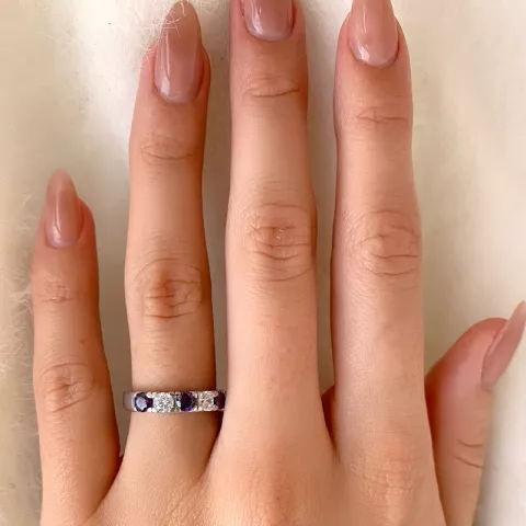 paarse zirkoon mémoire ring in zilver