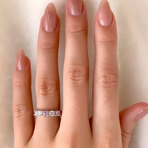 eenvoudige roze zirkoon mémoire ring in zilver
