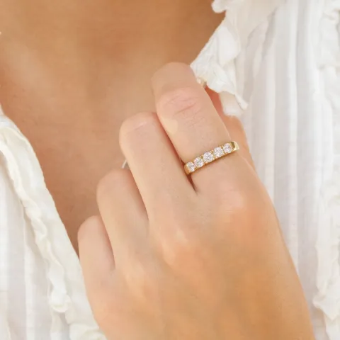 witte zirkoon mémoire ring in verguld sterlingzilver