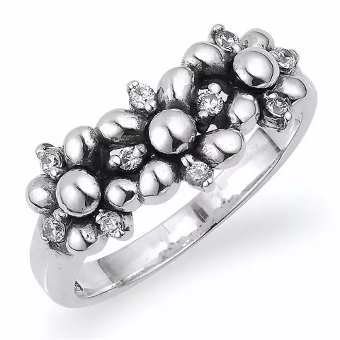 Elegant bloem zirkoon ring in zilver