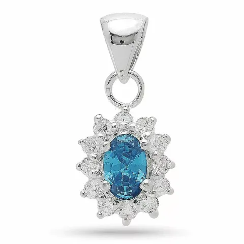 Elegant blauwe zirkoon rozethanger in zilver