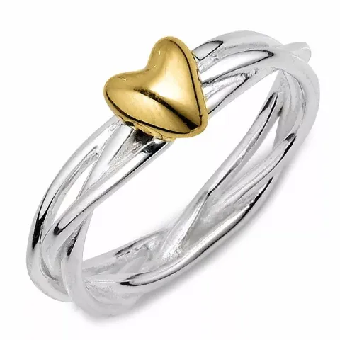 hart ring in zilver met verguld sterlingzilver