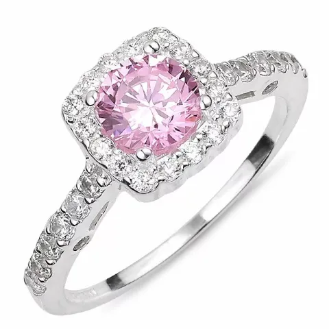 roze zirkoon ring in zilver