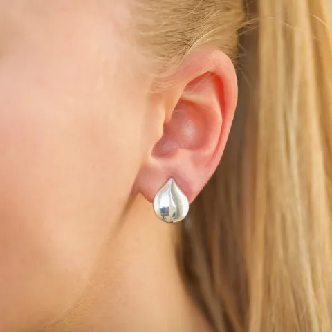druppelvormig oorclips in zilver