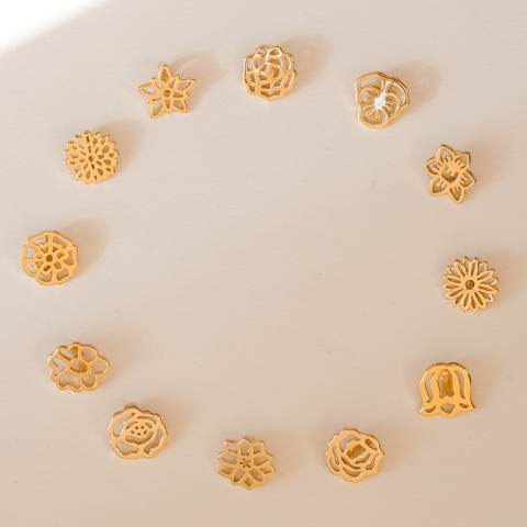 Geboorte bloem januari anjer hanger in verguld sterlingzilver