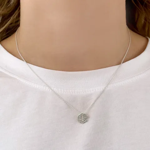 Geboorte bloem Juni roos hanger in zilver