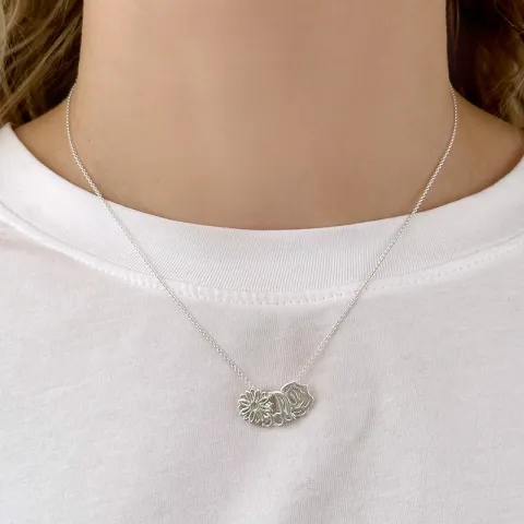 Geboorte bloem Juni roos hanger in zilver