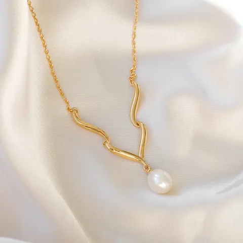 parel ketting in verguld sterlingzilver