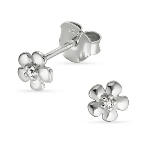 bloem oorsteker in zilver