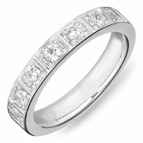 Vierkant witte zirkoon zilver ring in zilver