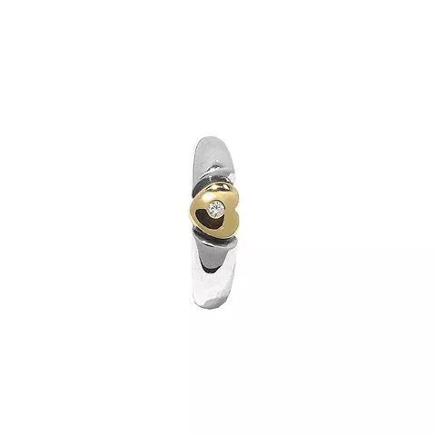 Hart ring in zilver met 8 karaat goud