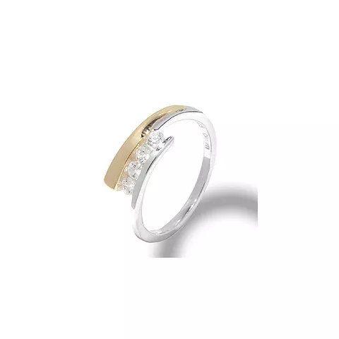 zirkoon ring in zilver met 8 karaat goud