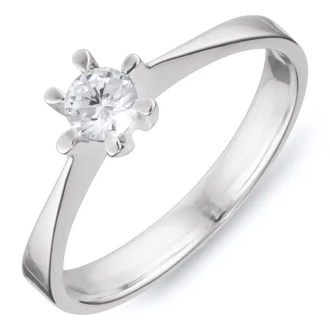 witte zirkoon solitaire ring in 8 karaat witgoud