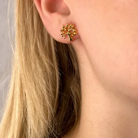 boom van het leven oorsteker in verguld sterlingzilver