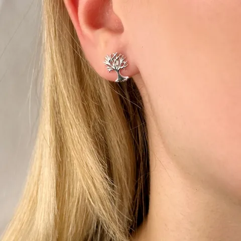 boom van het leven oorsteker in zilver