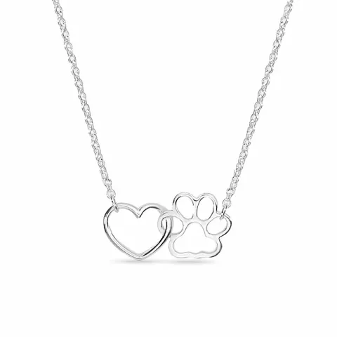 hart poot ketting met hanger in zilver