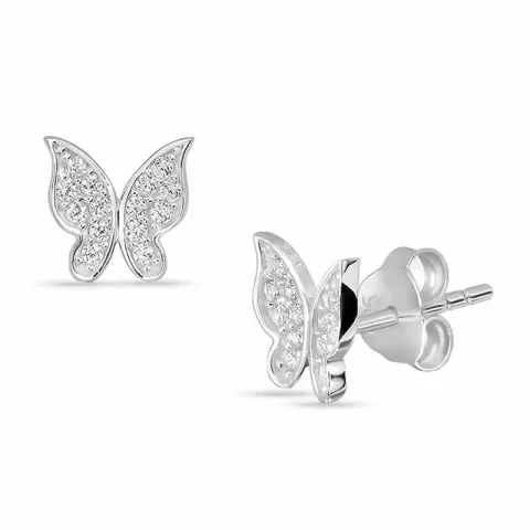 vlinder zirkoon oorbellen in zilver