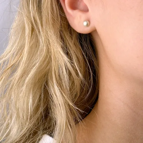 parel oorsteker in zilver