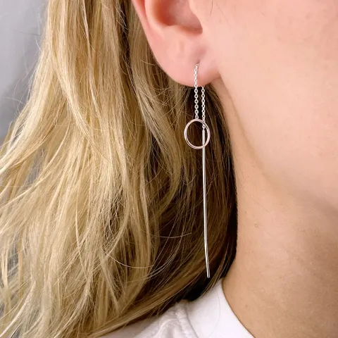 lange ketting oorbellen in zilver