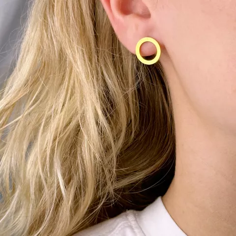 13 mm rond oorbellen in verguld sterlingzilver