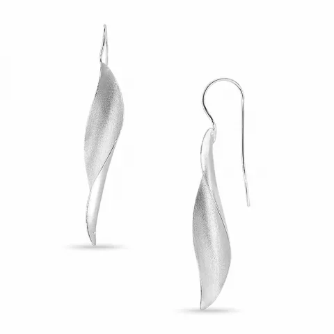 lange blad oorbellen in zilver