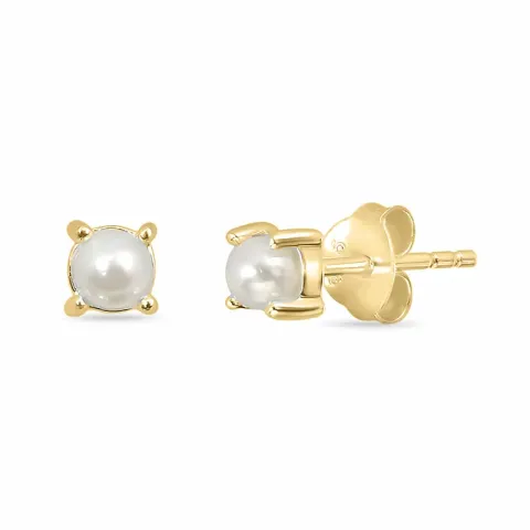 4 mm parel oorsteker in verguld zilver