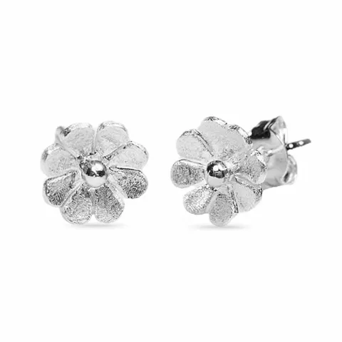 bloem oorsteker in zilver