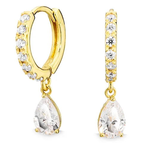 zirkoon creool in verguld zilver