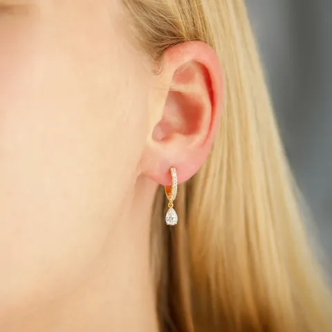 zirkoon creool in verguld zilver