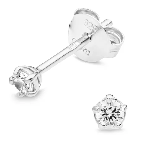 3 mm zirkoon solitaire oorbel in zilver