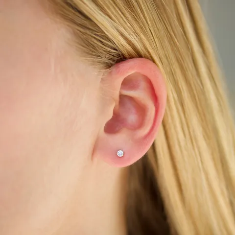 3 mm zirkoon solitaire oorbel in zilver