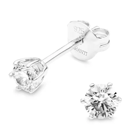 4 mm zirkoon solitaire oorbel in zilver