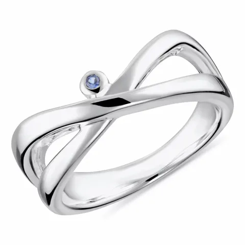 Elegant blauwe saffier ring in zilver