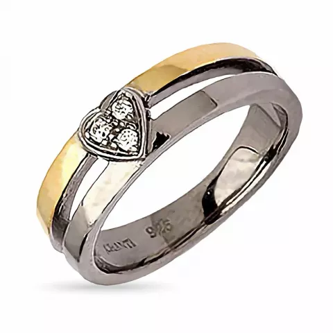 Dark Harmony ring in zwart gerhodineerd zilver met verguld sterlingzilver