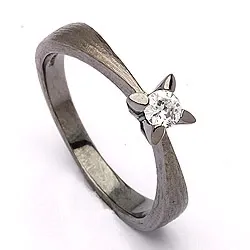 solitaire ring in zwart gerhodineerd zilver