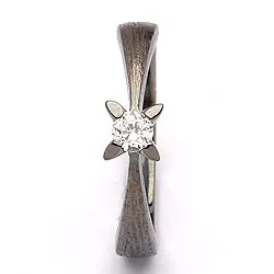 solitaire ring in zwart gerhodineerd zilver