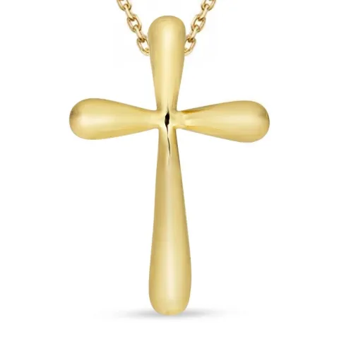 kruis ketting in verguld sterlingzilver met hanger in 8 karaat goud