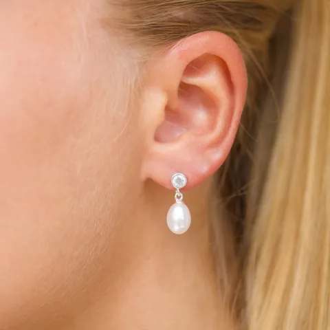 parel oorbellen in zilver