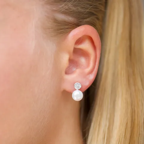 parel oorbellen in zilver