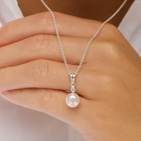 8 mm parel hanger in zilver