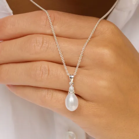 8 mm parel hanger in zilver