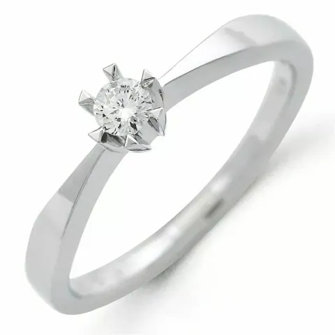 campagne - diamant solitaire ring in 14 karaat witgoud 0,09 ct