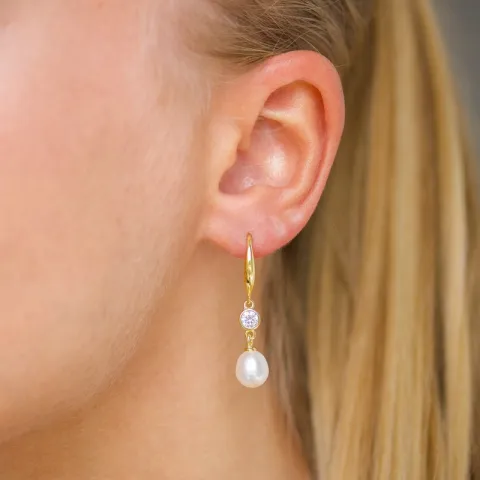 7,5-8 mm parel oorbellen in verguld zilver