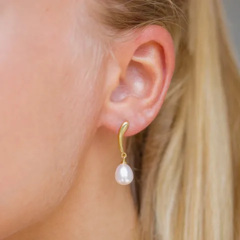 7,5-8 mm parel oorbellen in verguld zilver