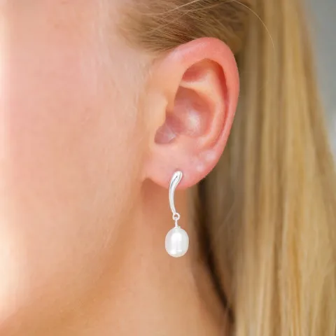 7,5-8 mm parel oorbellen in zilver
